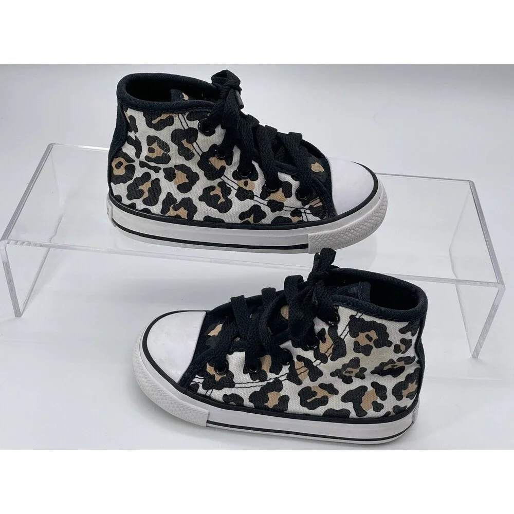 Converse Chuck Taylor Hi Leopard Print Little Kids Size 7 Shoes - Picture 1 of 7